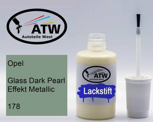 Opel, Glass Dark Pearl Effekt Metallic, 178: 20ml Lackstift, von ATW Autoteile West.